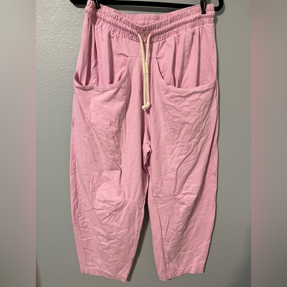 Free People Beach Pink Jogger Pants Daydream Lounge Pull-on Relaxed Pockets XL